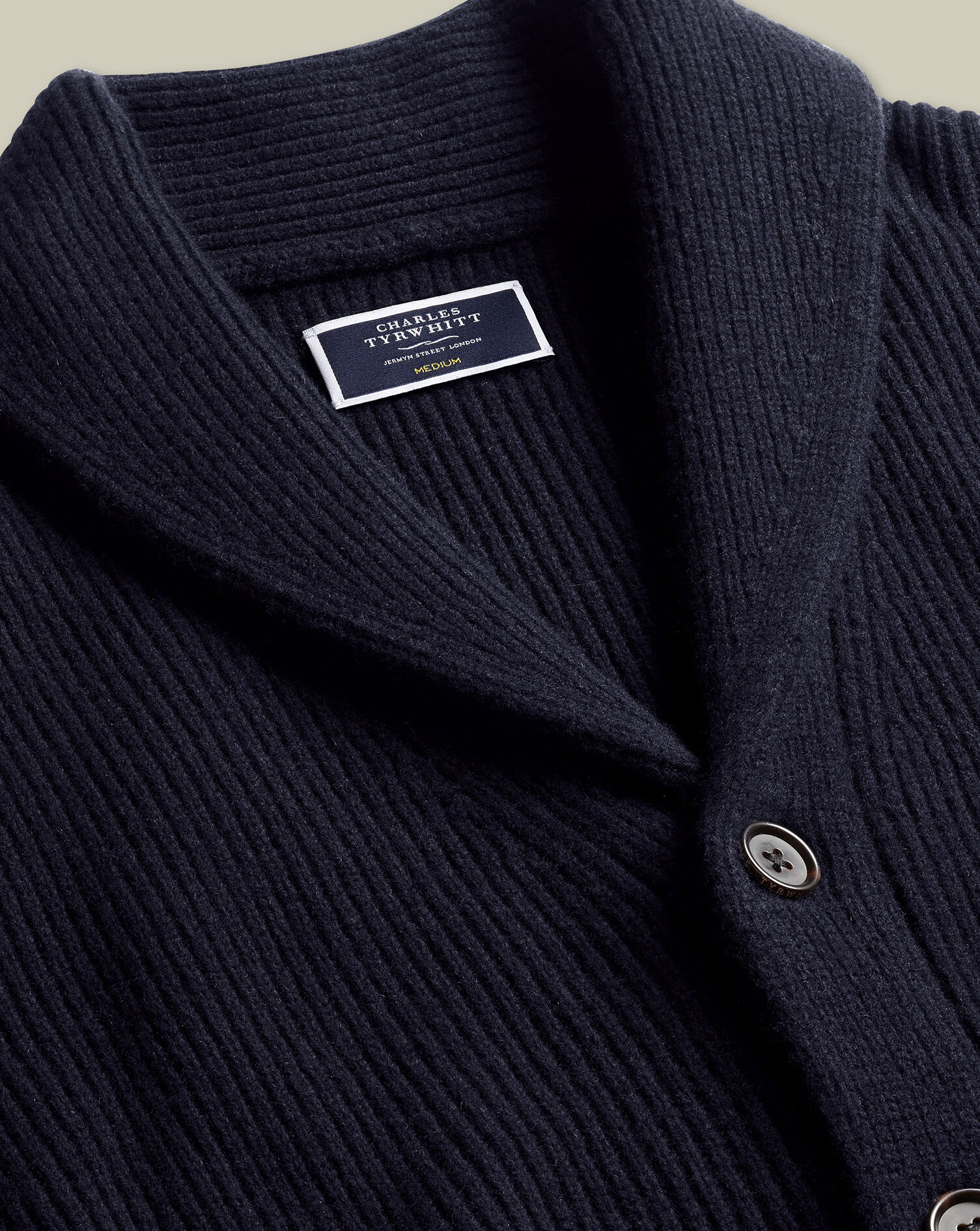 Pure Merino Shawl Neck Chunky Cardigan - Navy | Charles Tyrwhitt US