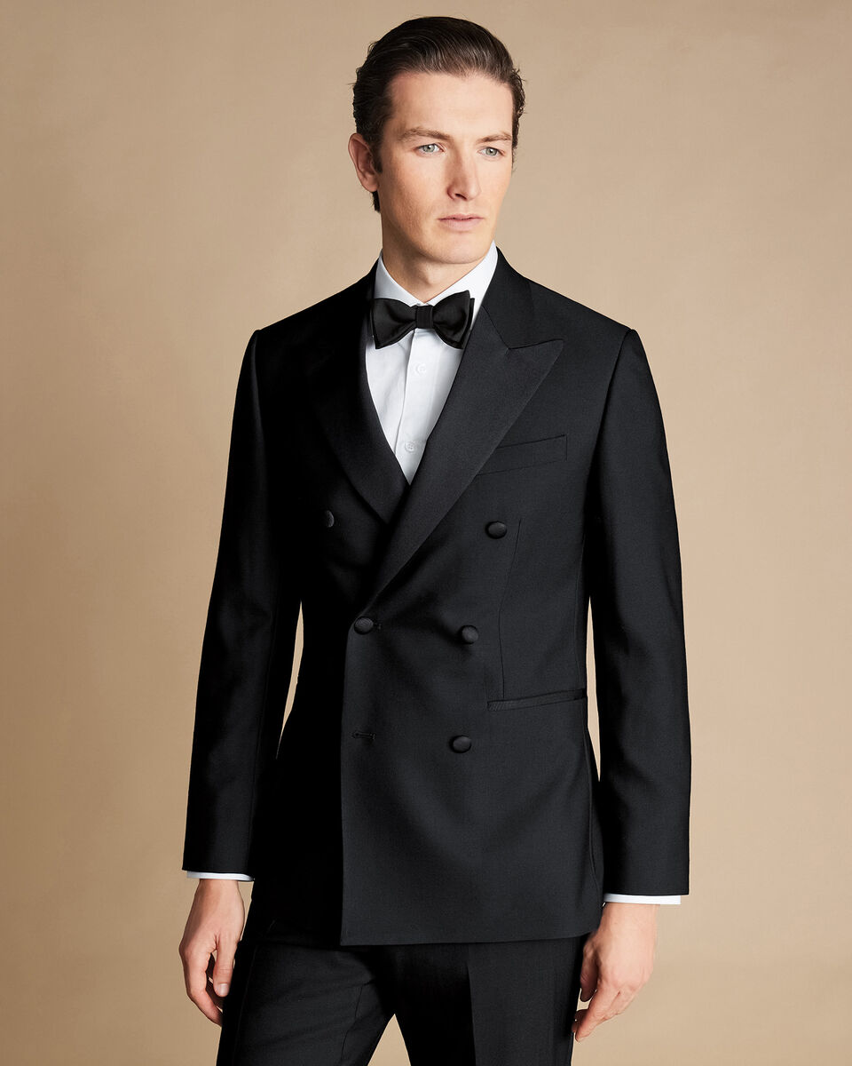 Double Breasted Tuxedo Jacket - Black | Charles Tyrwhitt