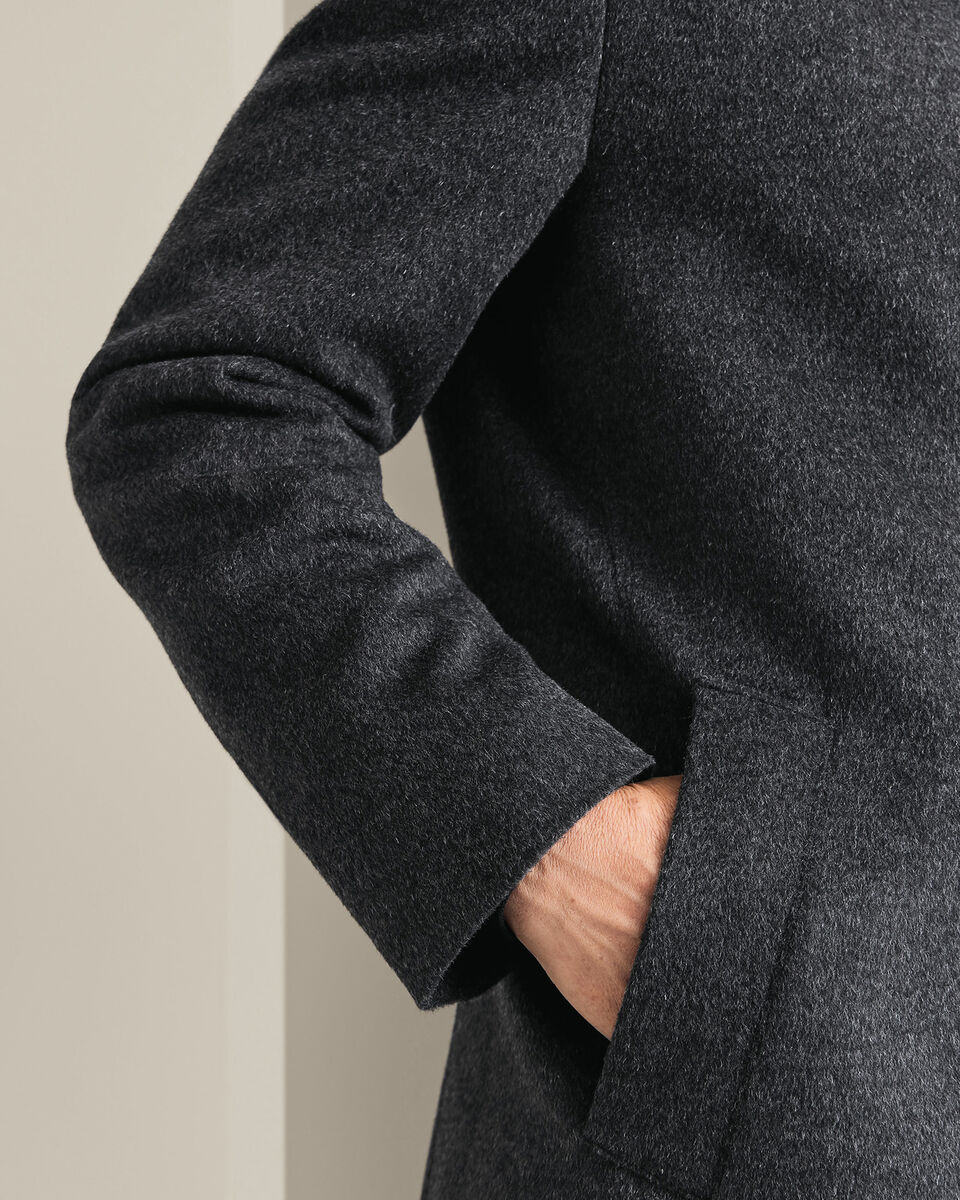 Feiner Merino-Mantel mit Stehkragen&nbsp;- Anthrazit