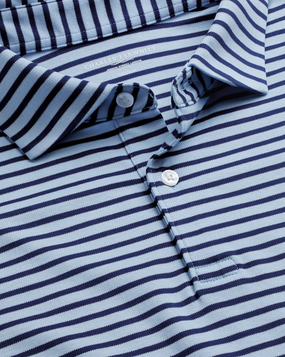 Smart Jersey Stripe Polo - Sky Blue | Charles Tyrwhitt