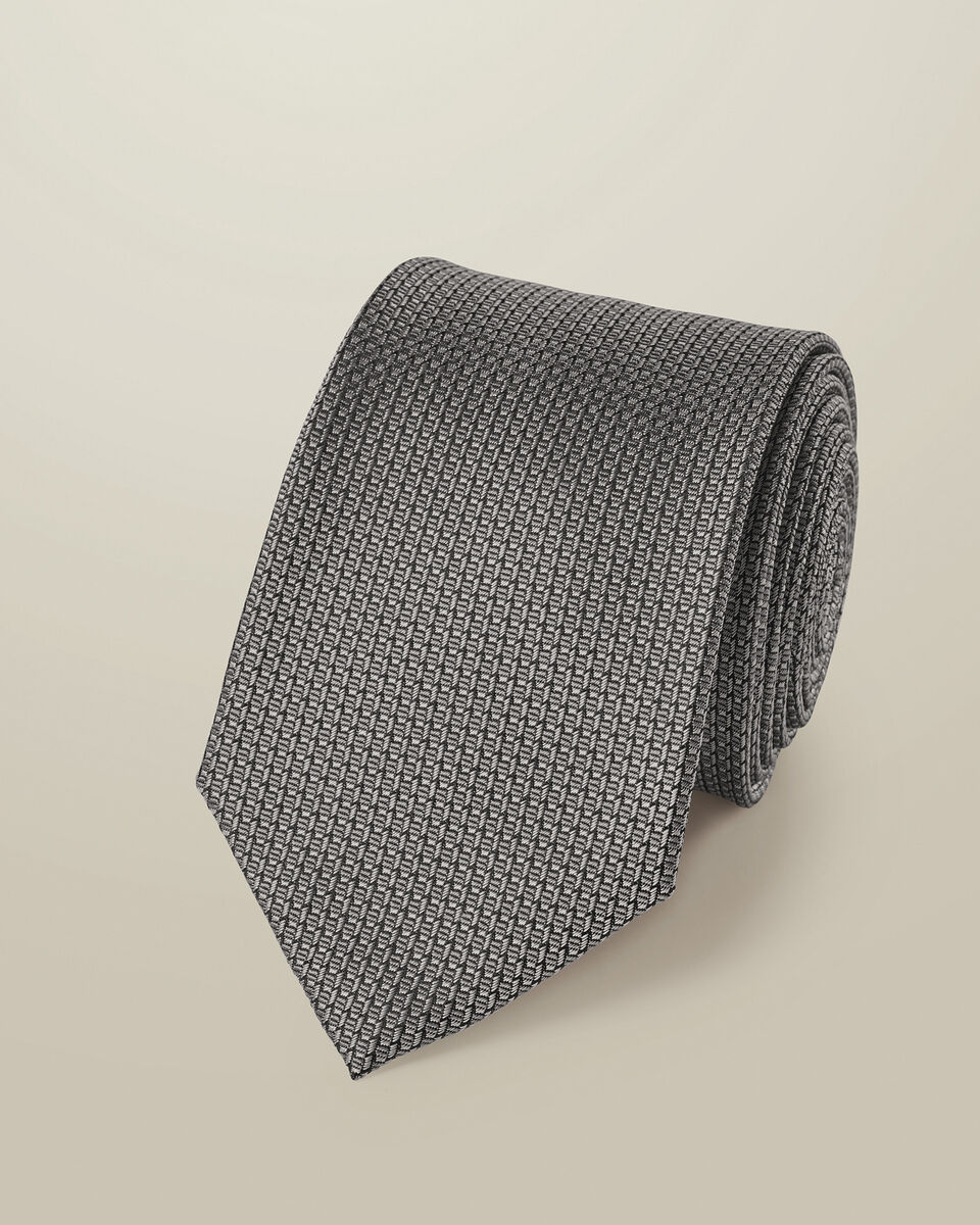 Silk Patterned Tie - Grey