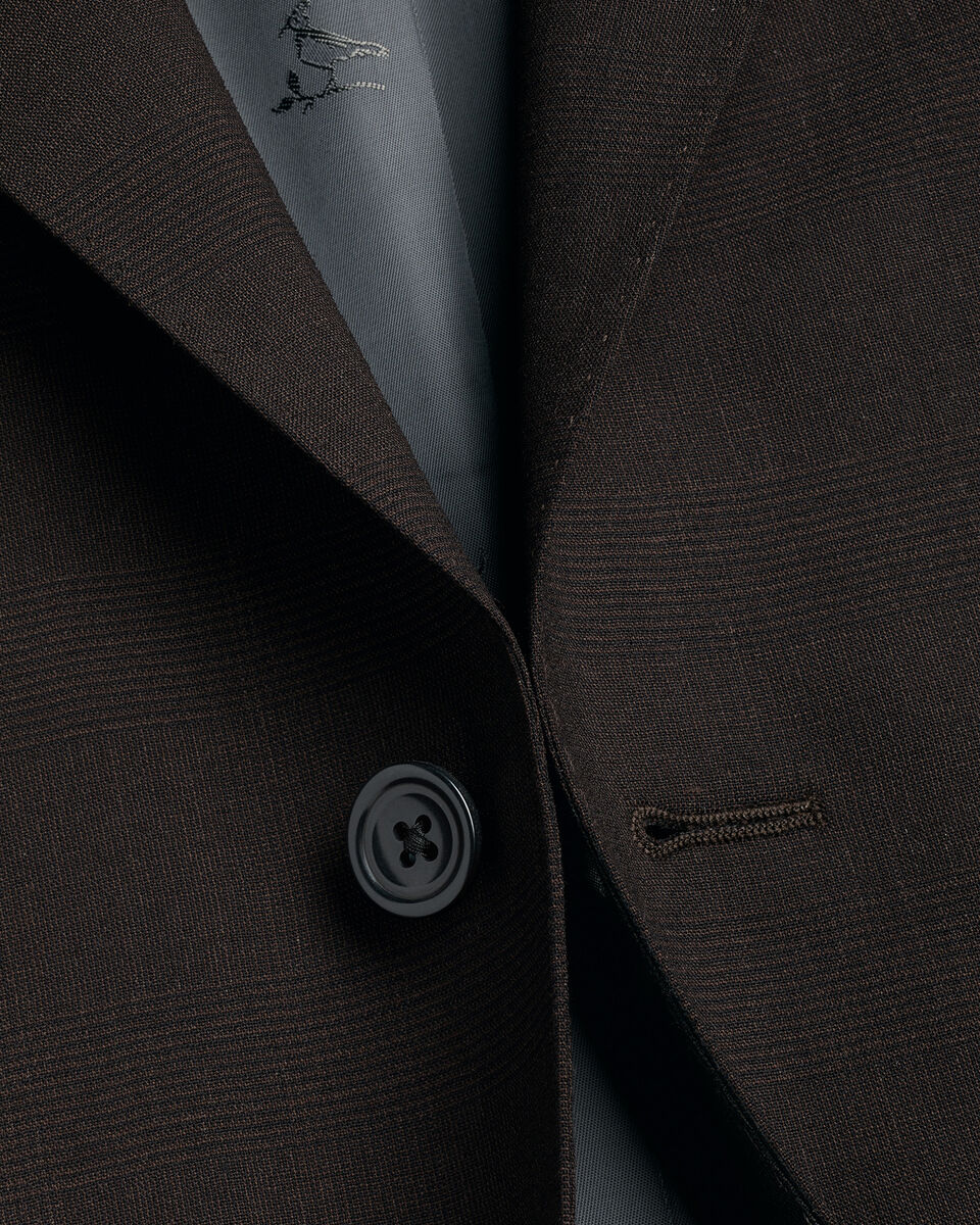 Ultimate Performance Prince of Wales Suit Jacket - Chocolate Brown