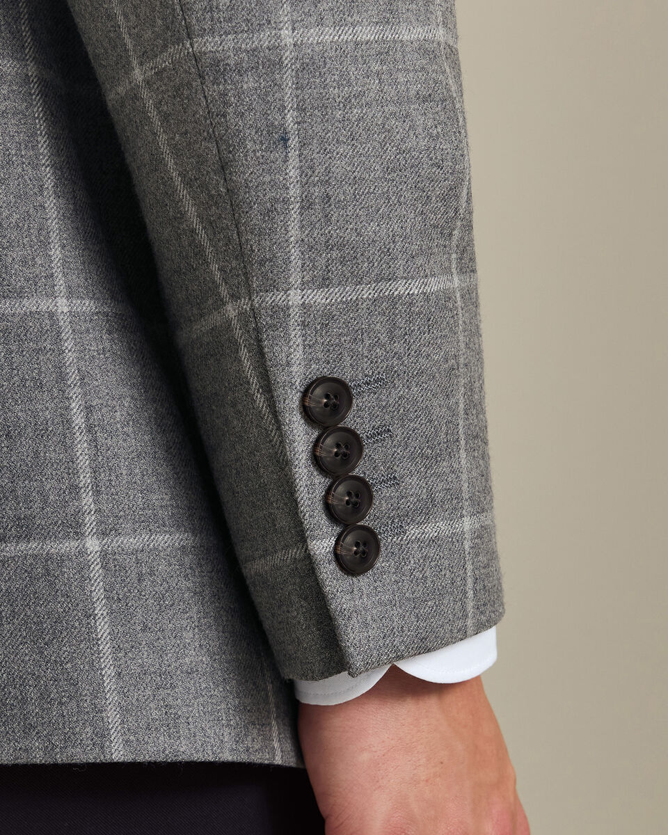 Veste &agrave; carreaux en laine textur&eacute;e - Gris