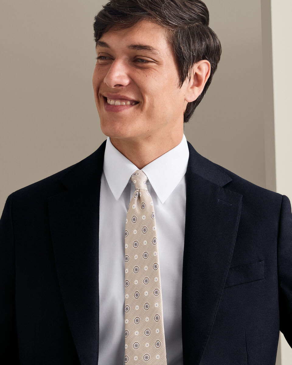 Italian Luxury Flannel Pleated Trouser Suit - Navy