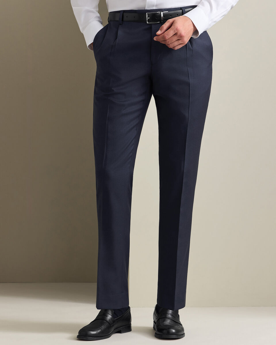 Natural Stretch Twill Suit Trousers - Navy