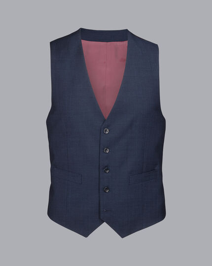 Micro Texture Travel Suit Waistcoat - Ink Blue