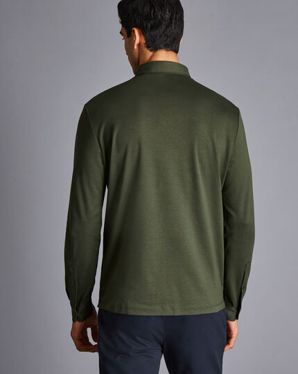 Smart Long Sleeve Jersey Polo - Olive