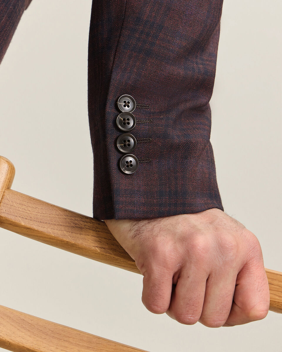 Lightweight Wool Check Jacket - Burgundy