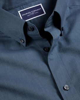 Button-Down Collar Brushed Cotton Twill  Shirt - Petrol Blue