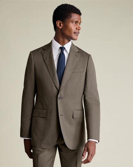 Ultimate Performance Herringbone Suit Jacket - Mocha
