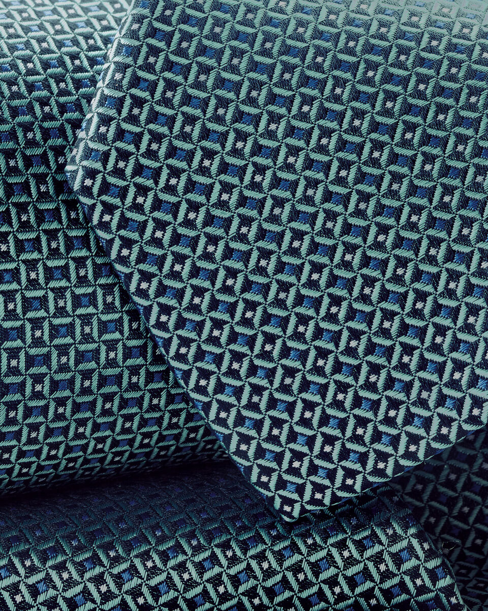 Silk Tie - Navy & Spearmint