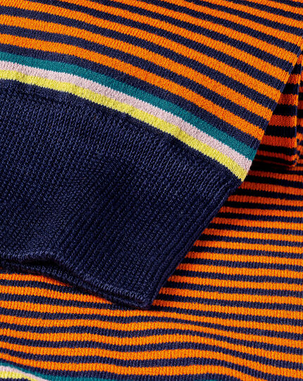 Fine Stripe Socks - Orange & Navy 