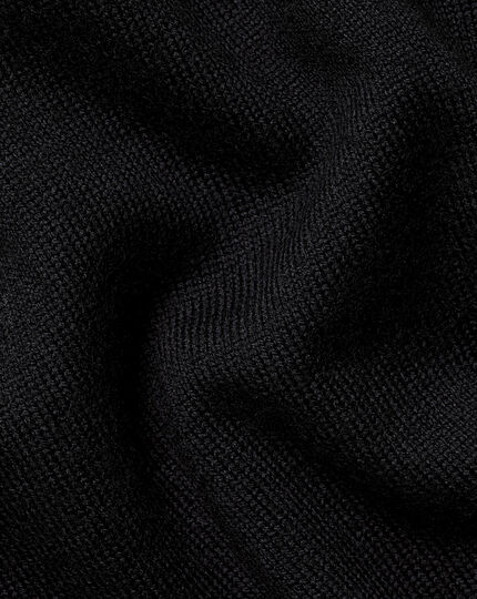 Merino Zip Neck Sweater - Black