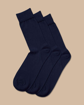 Cotton Rich 3 Pack Socks - Navy