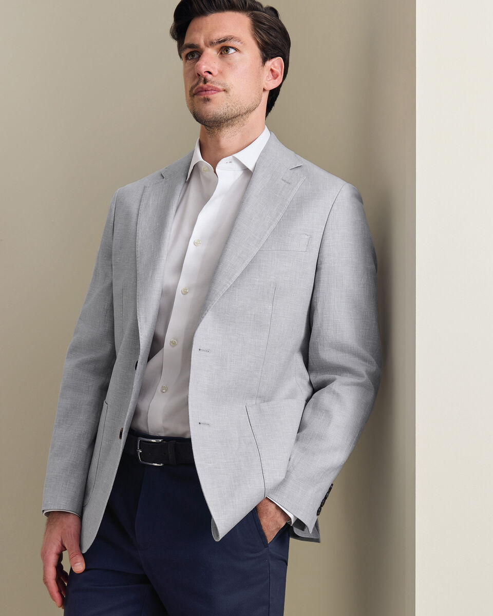 Veste en lin et coton - Gris argent