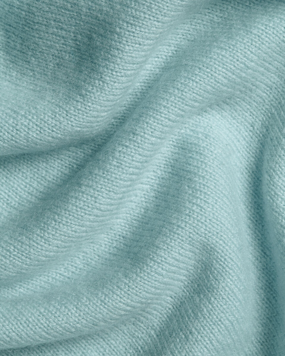 Cashmere Quarter Zip Sweater - Aqua Green