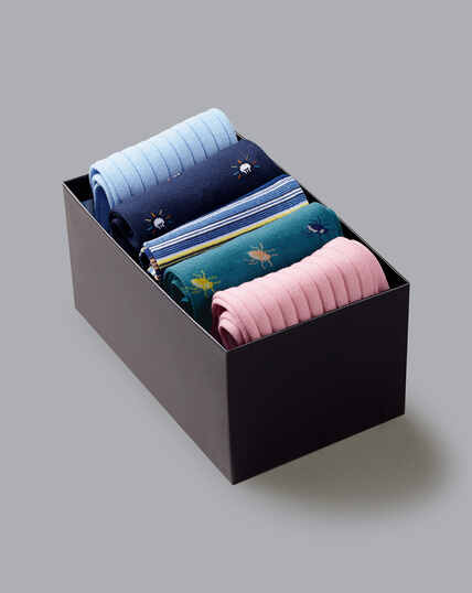 Jacquard & Cotton Rib Sock Gift Box - Multi