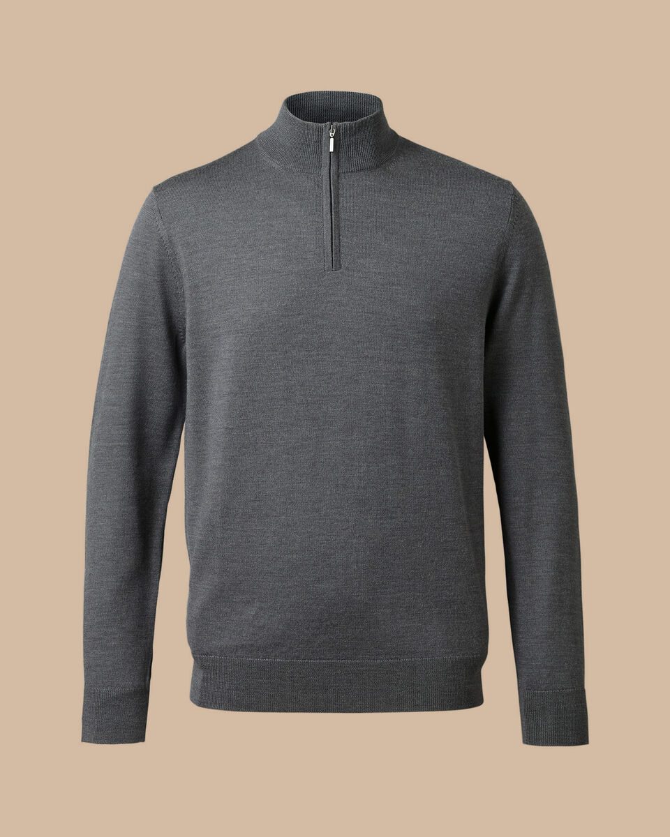 QUINN QUARTER-ZIP MERINO SWEATER IN BLACK main image 1