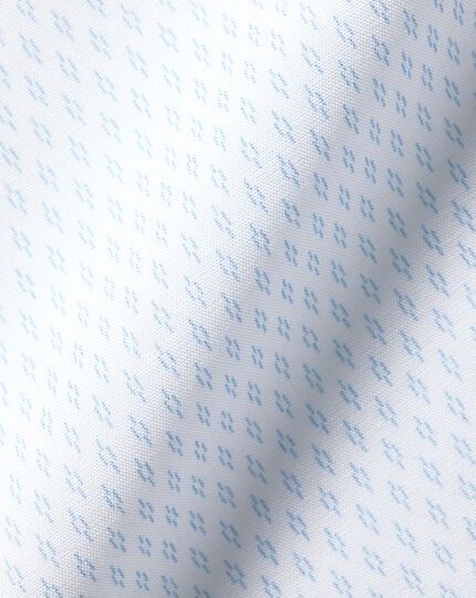 Button-Down Collar Non-Iron Stretch Geo Print Short Sleeve Shirt - Light Blue