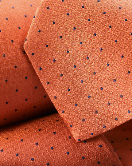 Schmutzabweisende Krawatte aus Seide mit Punkten - Orange