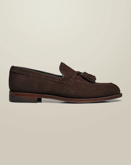 Men’s Charles Trywhitt dark brown suede shoes Buy Charles Tyrwhitt Brown Suede Saddle Loafers from Next USA main image 4