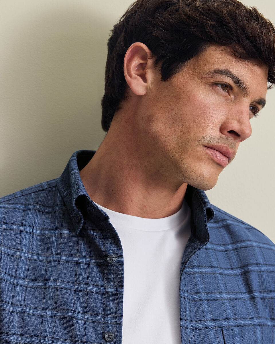 Non-Iron Twill Check Shirt - Indigo Blue