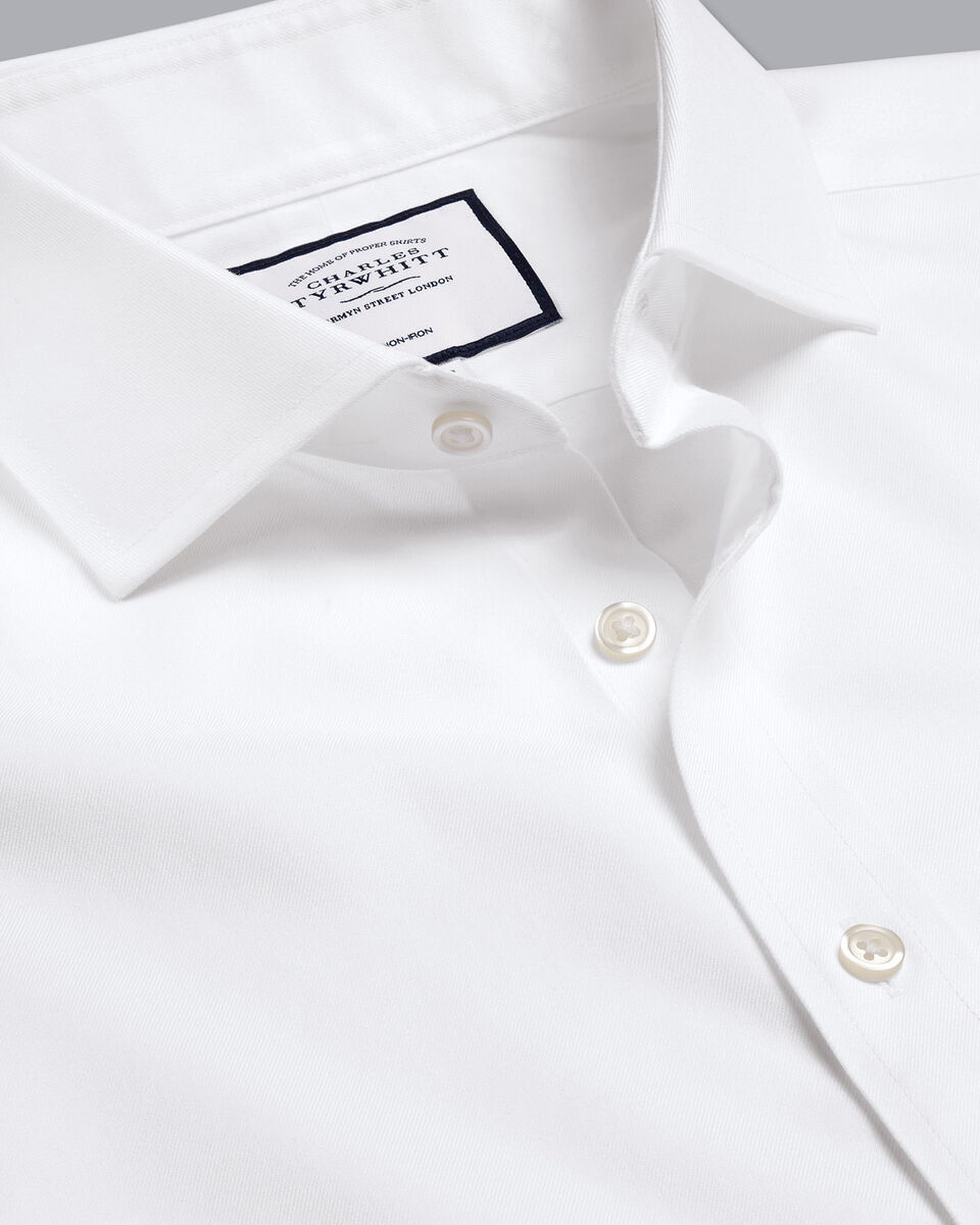 Extreme Spread Collar NonIron Twill Shirt White Charles Tyrwhitt