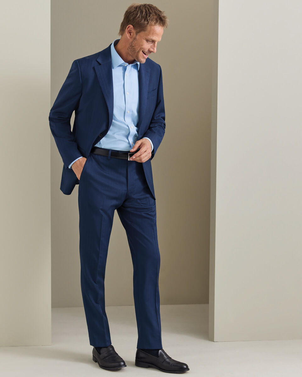 Ultimate Performance Herringbone Suit Trousers - Royal Blue