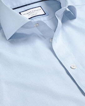 Spread Collar Non-Iron Clifton Weave Shirt - Light Blue