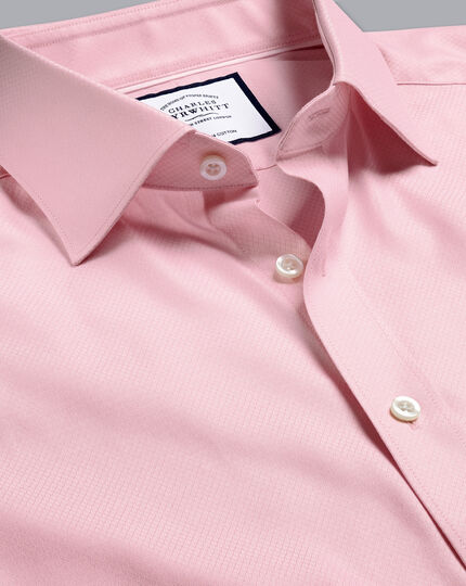 Semi-Cutaway Egyptian Cotton Deco Weave Shirt - Pink