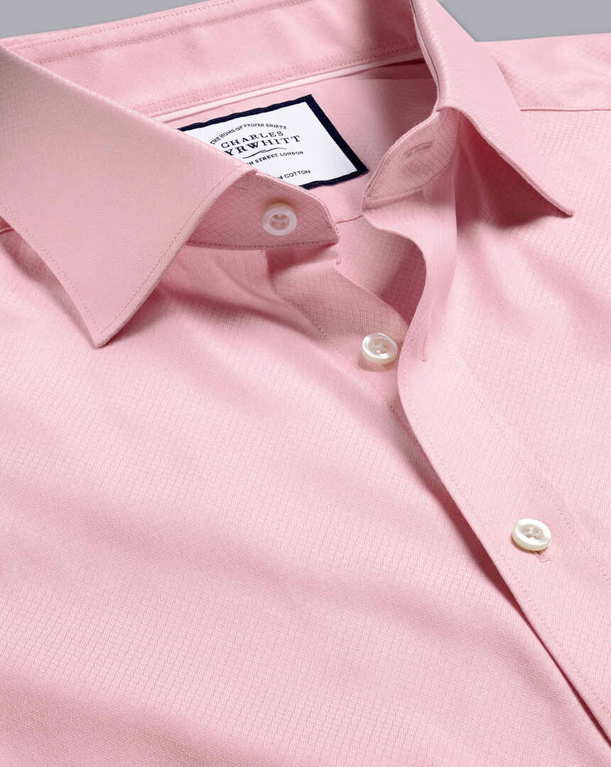Semi-Spread Egyptian Cotton Deco Weave Shirt - Pink