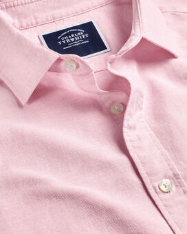 Chemise à manches courtes de lin de coton - Rose Pâle