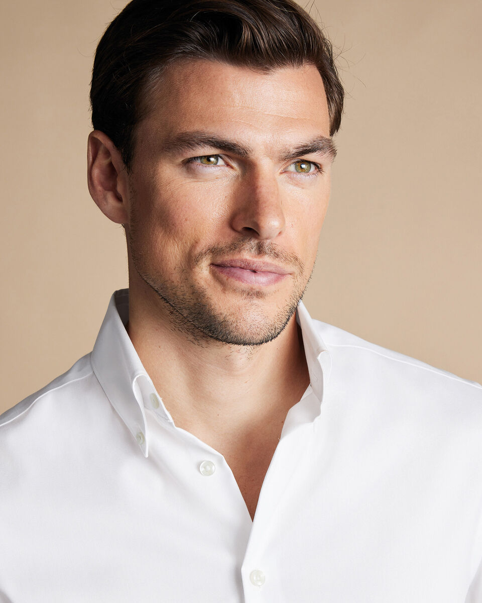 ButtonDown Collar NonIron Shirt White Charles Tyrwhitt