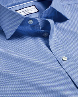 Semi-Cutaway Collar Egyptian Cotton Hudson Weave Shirt - Cornflower Blue