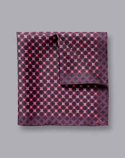 Floral Silk Pocket Square - Maroon Red
