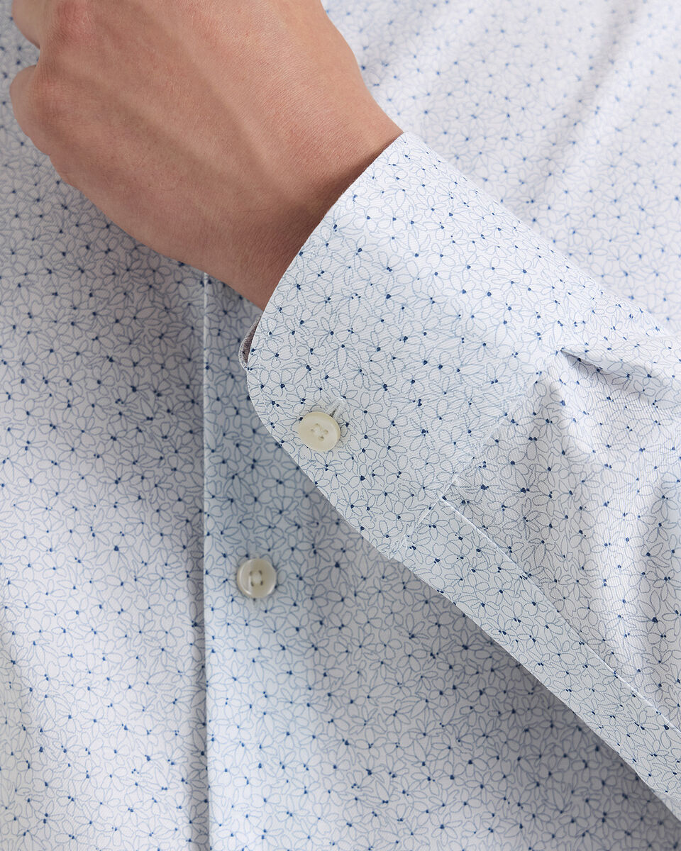 B&uuml;gelfreies Stretch-Hemd mit Print&nbsp;- Wei&szlig; & Blau