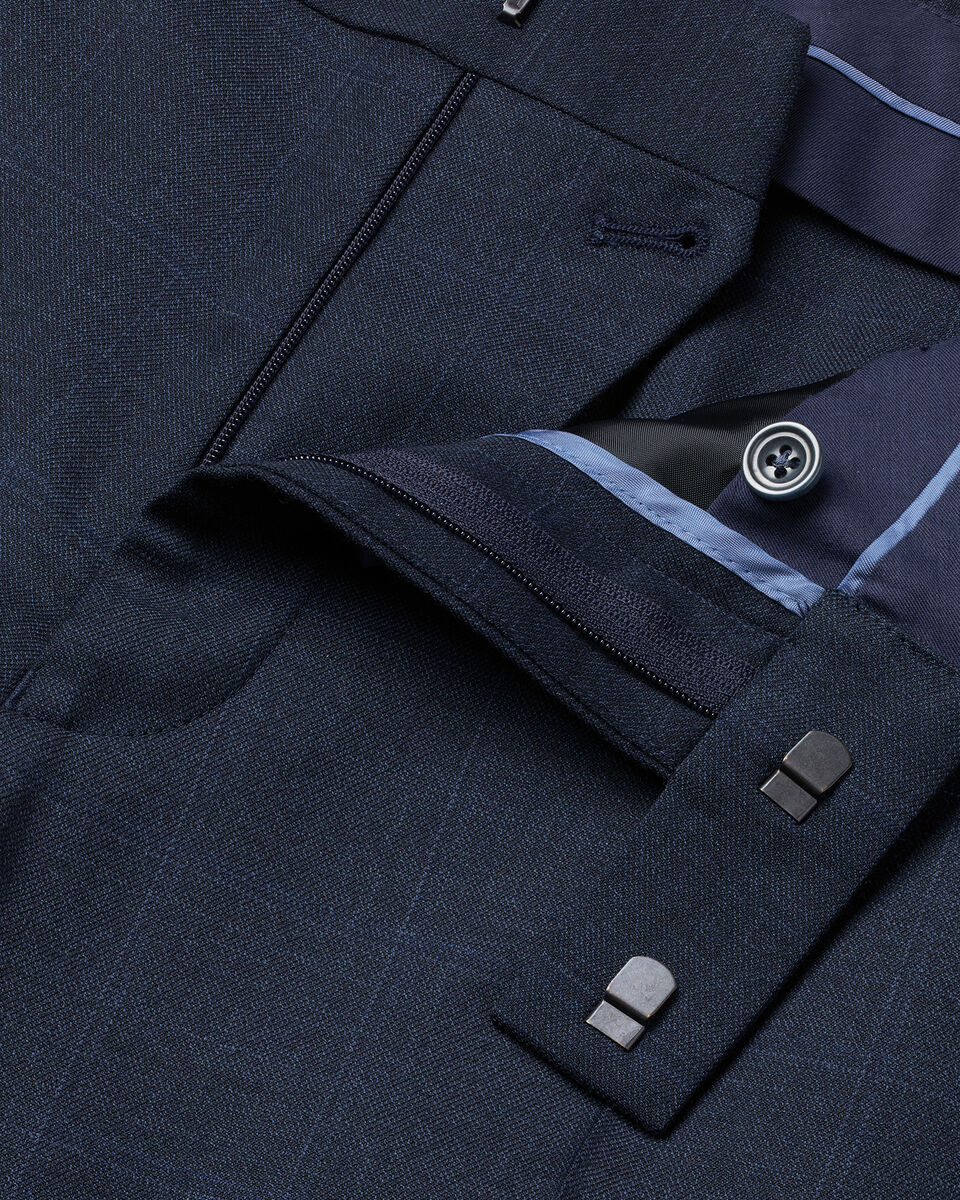 Check Suit Trousers - Indigo Blue