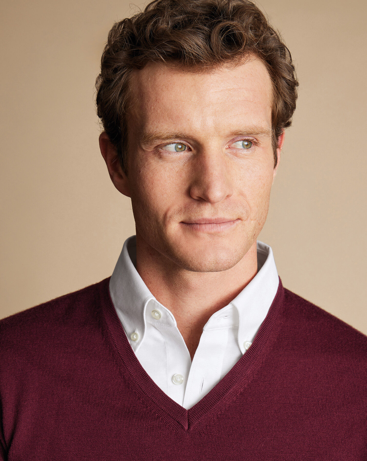 Merino V-Neck Jumper - Burgundy 