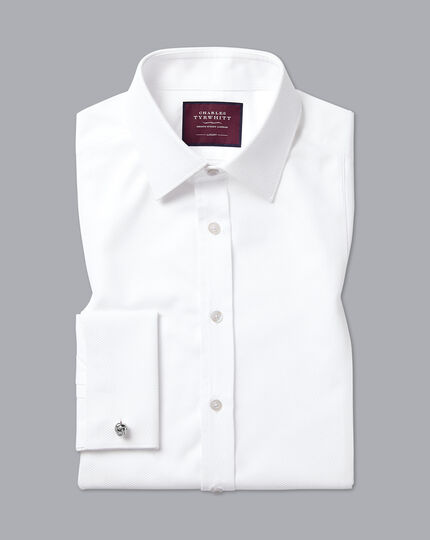 Gala-Hemd mit Bieseneinsatz aus Marcella-Waffelmuster - Weiß