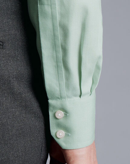 Cutaway Collar Non-Iron Henley Weave Shirt - Light Green