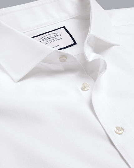 Extreme Spread Collar Non-Iron Twill Shirt - White