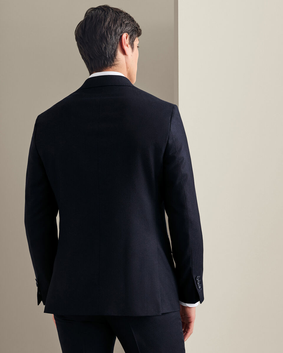 Italian Luxury Flannel Pleated Trouser Suit - Navy