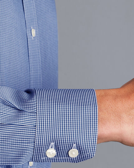 Spread Collar Non-Iron Puppytooth Shirt - Royal Blue