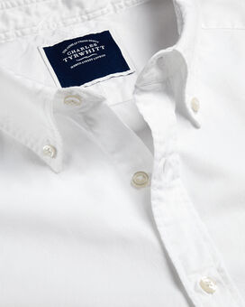 Button-Down Collar Washed Fine Twill Shirt - White