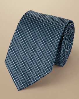 Semi Plain Pattern Silk Tie - Teal Green