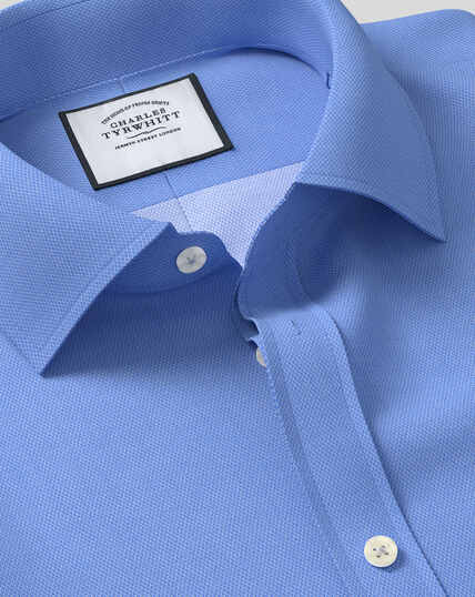 Classic Collar Mini Diamond Weave Shirt - Blue