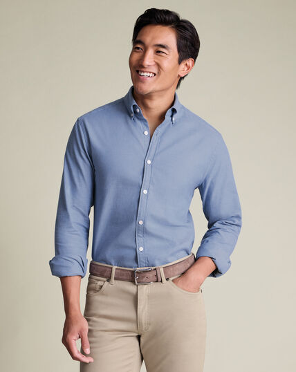 Brushed Flannel Shirt - Denim Blue
