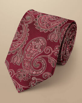 Cravate à motif cachemire en soie - Rouge foncé