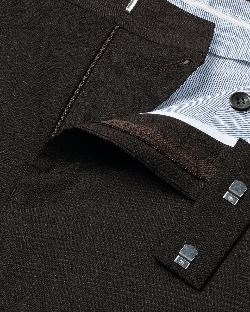 Ultimate Performance Prince of Wales Suit Pants - Chocolate Brown