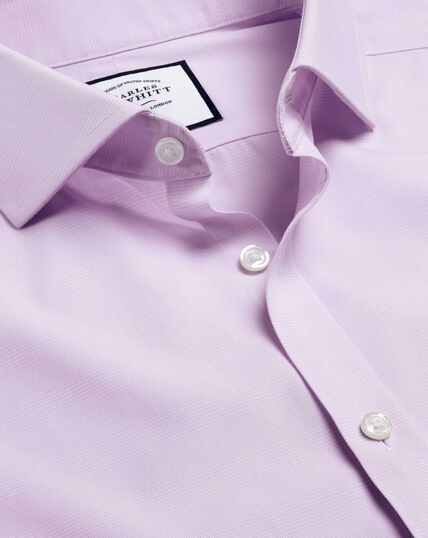 Spread Collar Non-Iron 4-Way Stretch Prince of Wales Check Shirt - Lilac